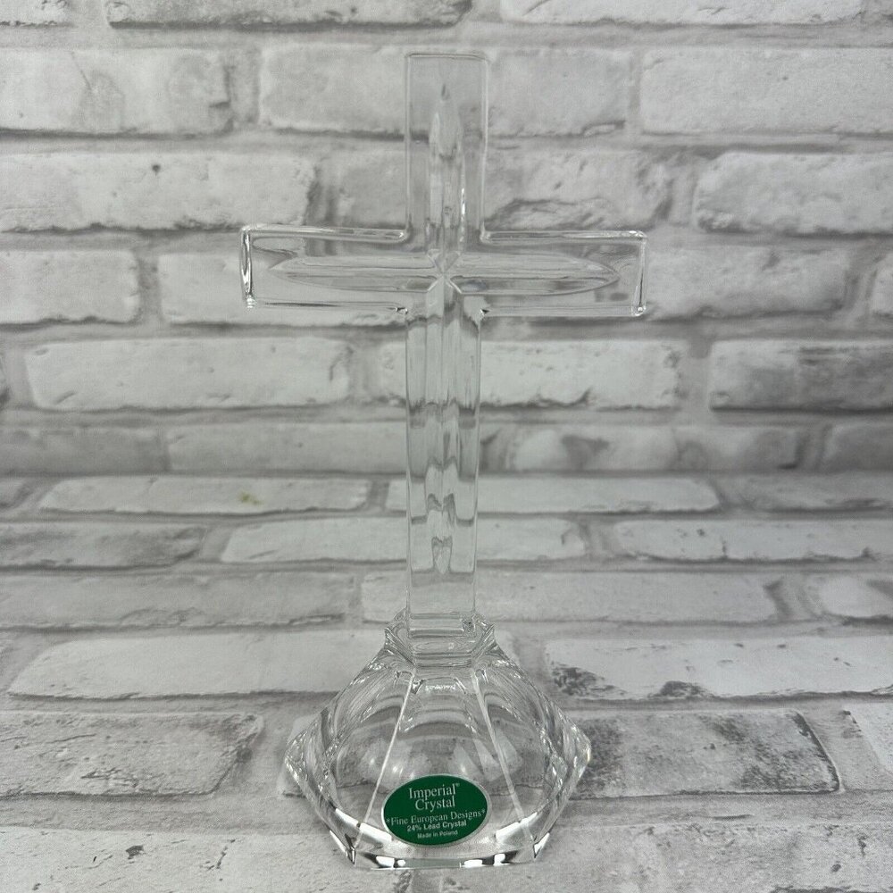 Imperial Crystal 8.25 Inch 24% Lead Crystal Glass Cross Poland